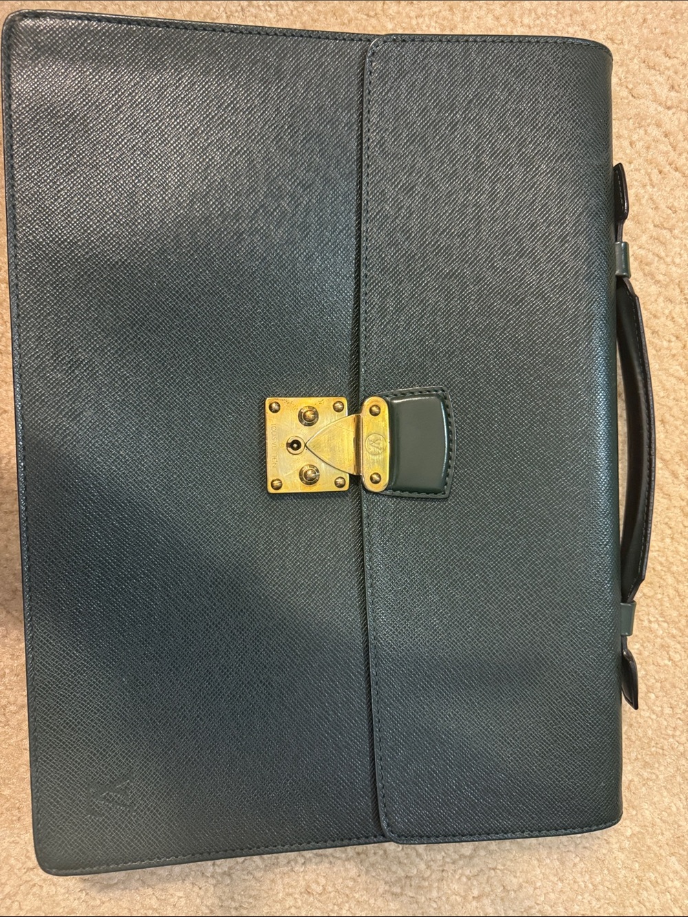 Louis Vuitton VINTAGE Unisex Leather Briefcase with Gold Lock!